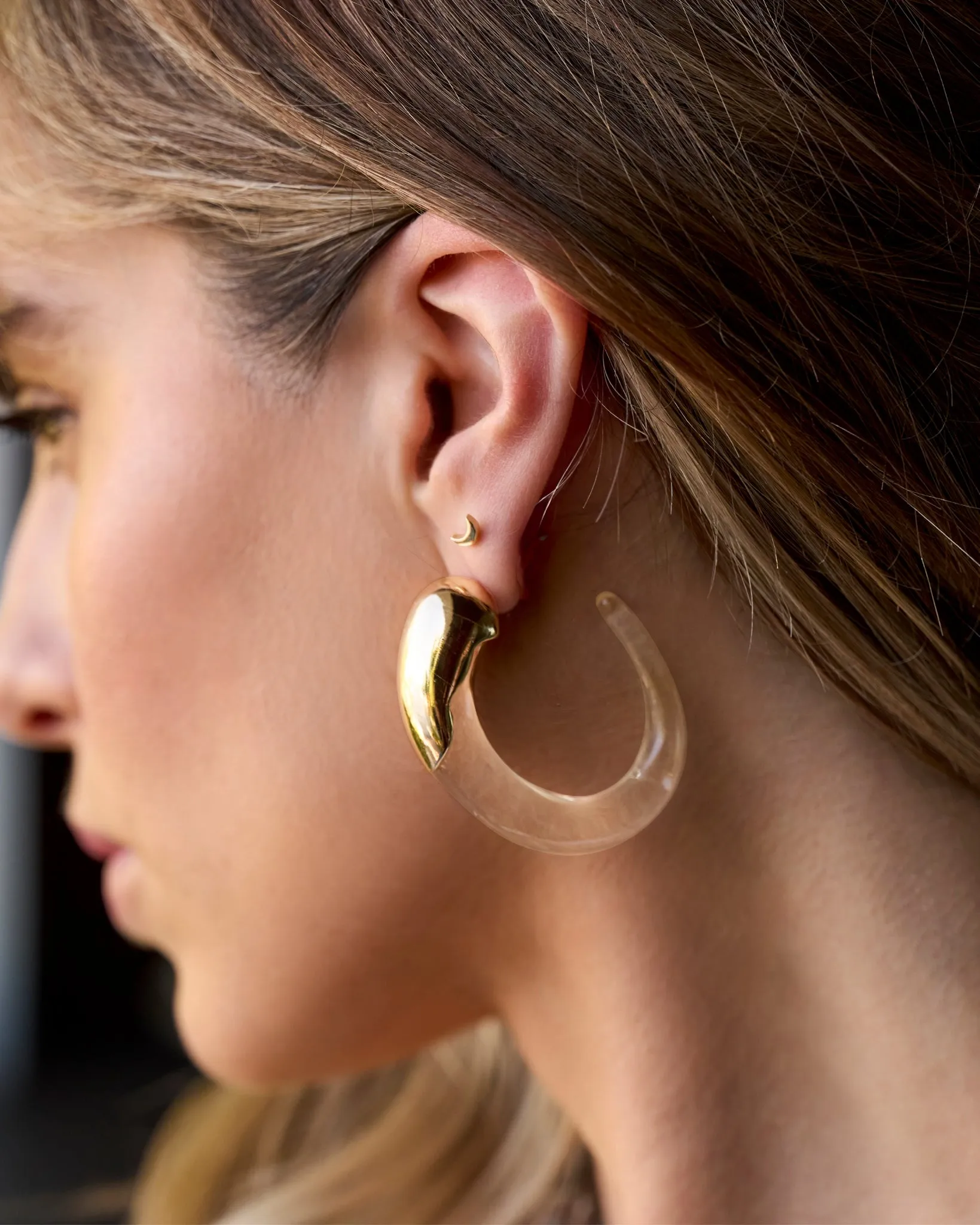 Gold Lucite Hoop Earring Gold/Clear sold by Boston Proper product image thumbnail 2