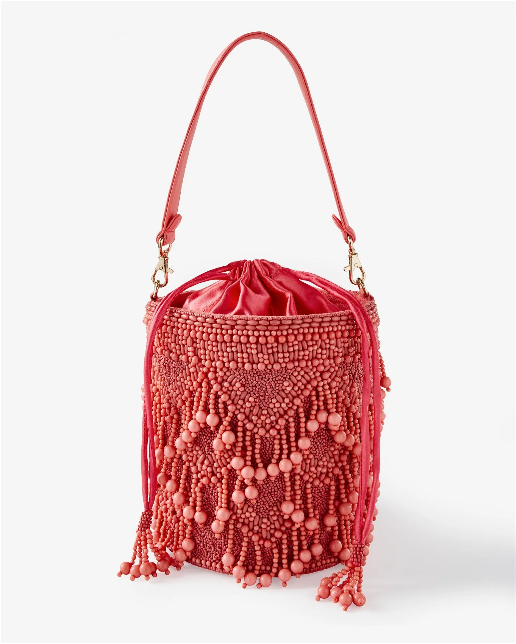 Beaded Embellished Bucket Bag Pink sold by Boston Proper