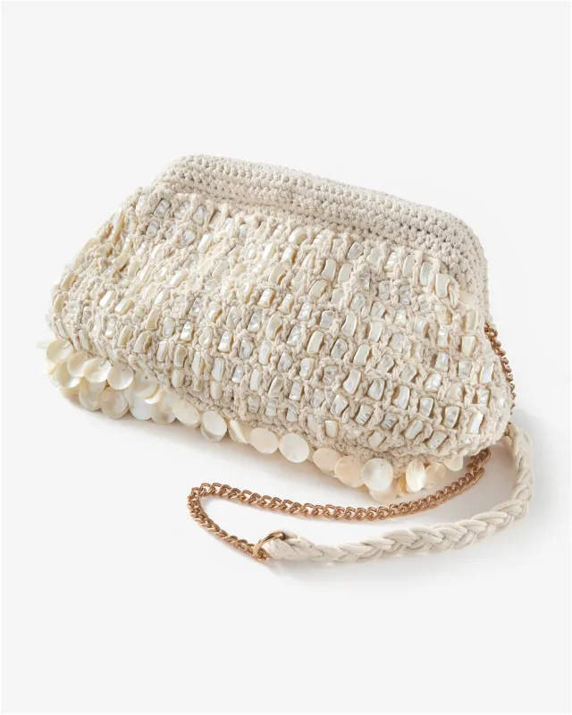 Pearl Woven Clutch White/Natural sold by Boston Proper