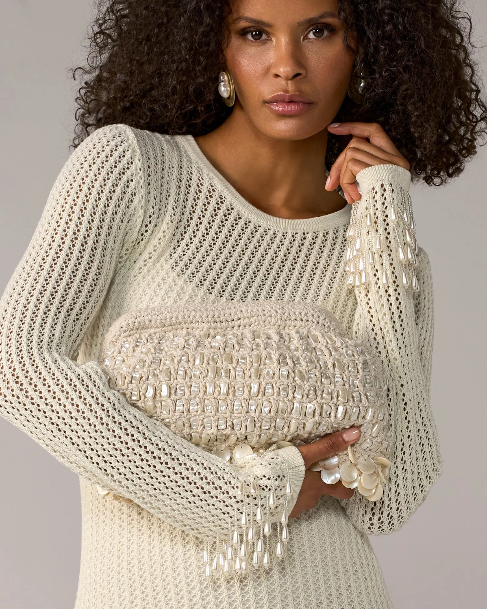 Pearl Woven Clutch White/Natural sold by Boston Proper product image thumbnail 2