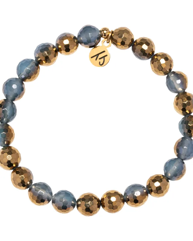 Defining Bracelet- Motivation Bracelet with Blue Gold Agate Gemstones sold by Boston Proper