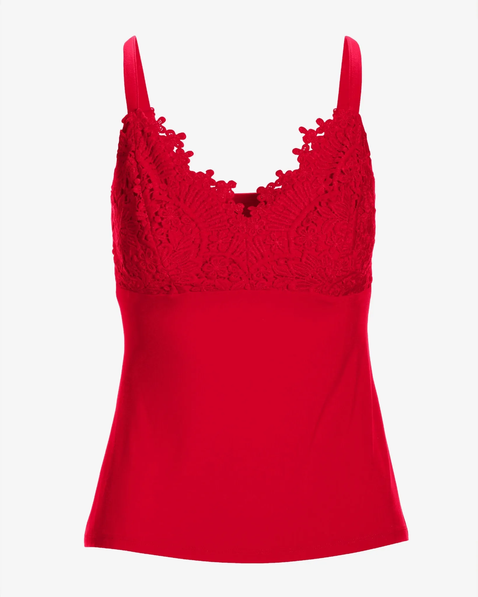 Lace Trim Cami Knit Top True Red sold by Boston Proper product image thumbnail 2