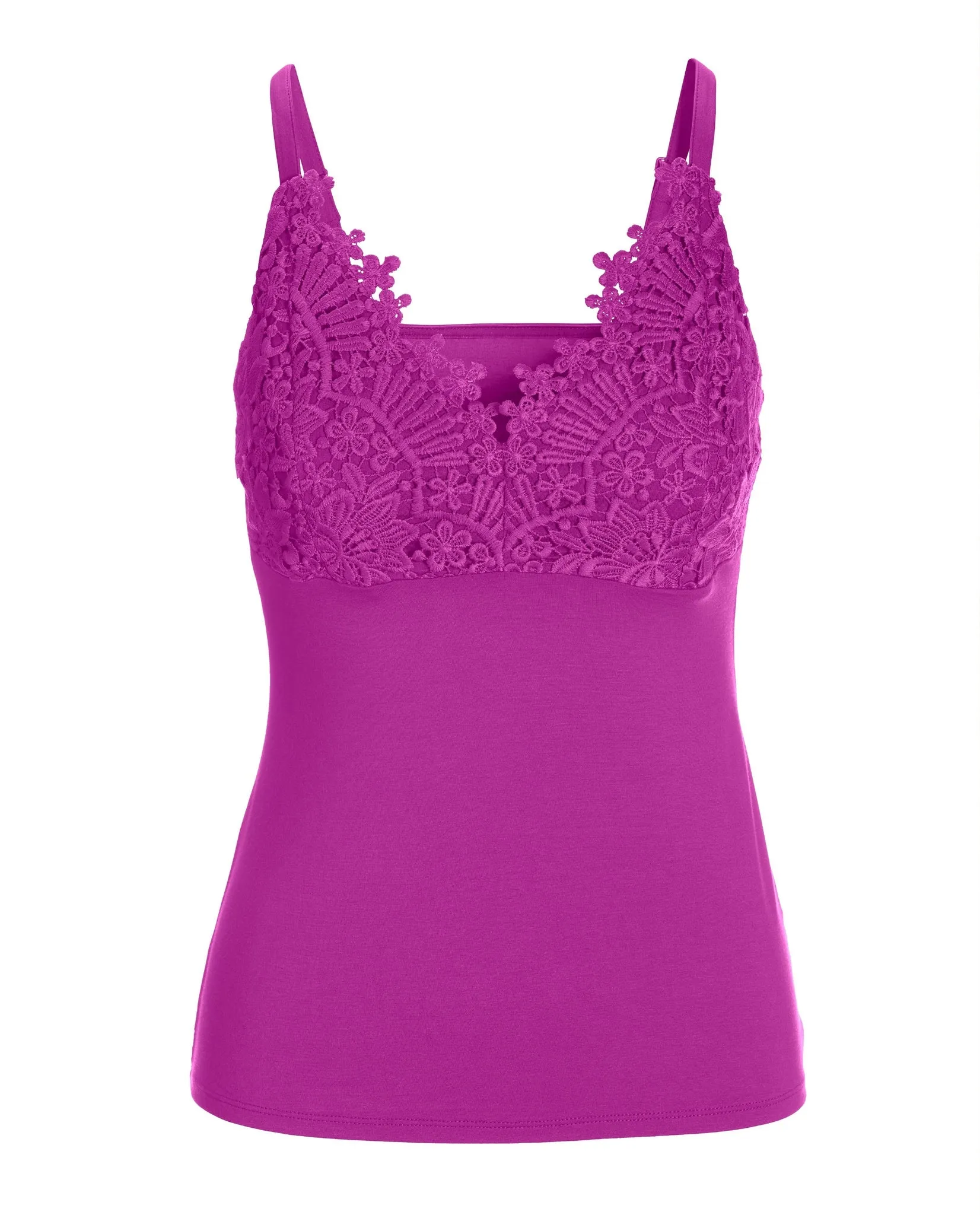 Lace Trim Cami Knit Top Vivid Viola sold by Boston Proper product image thumbnail 2