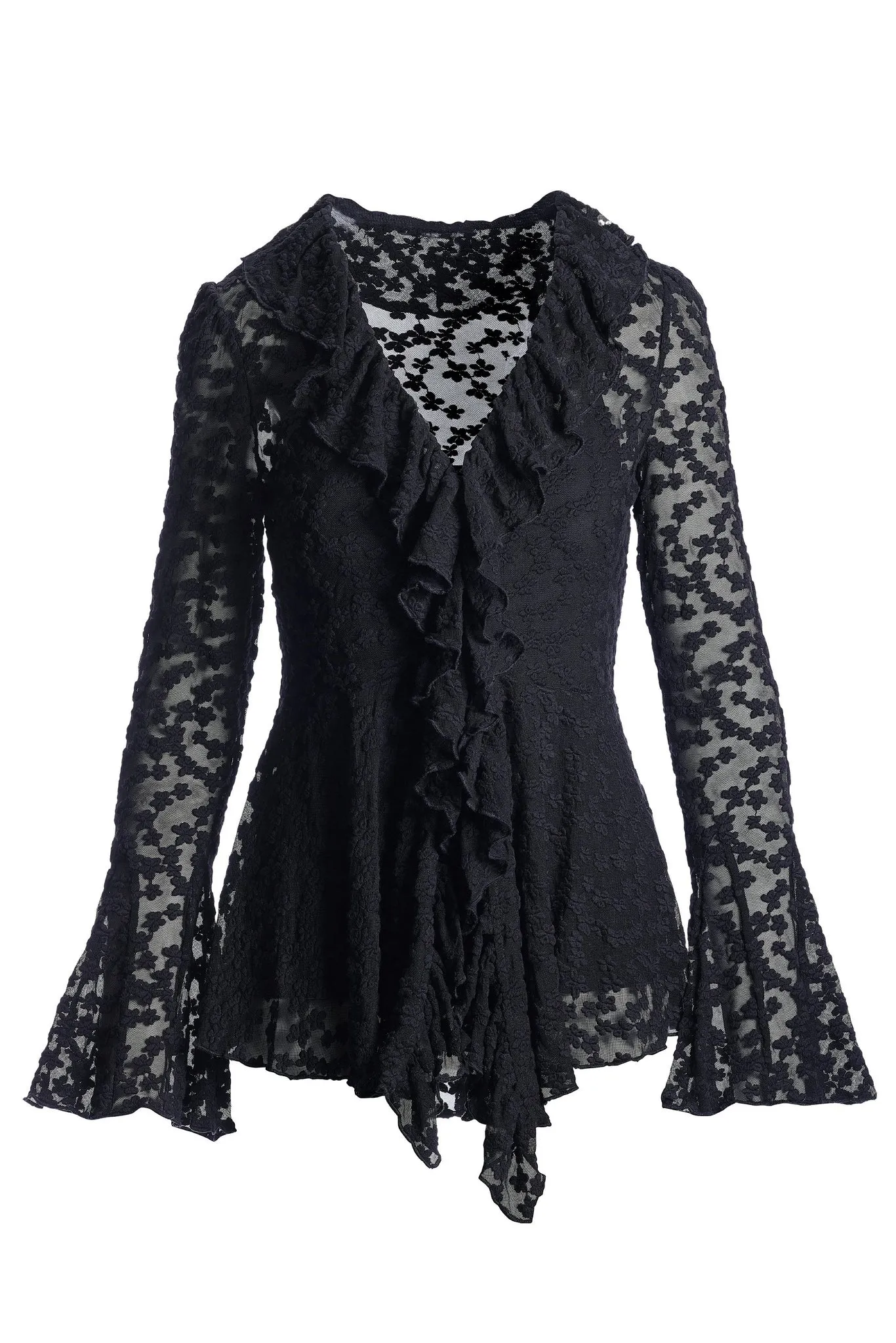Lace Knit Ruffle Tunic Black sold by Boston Proper product image thumbnail 2