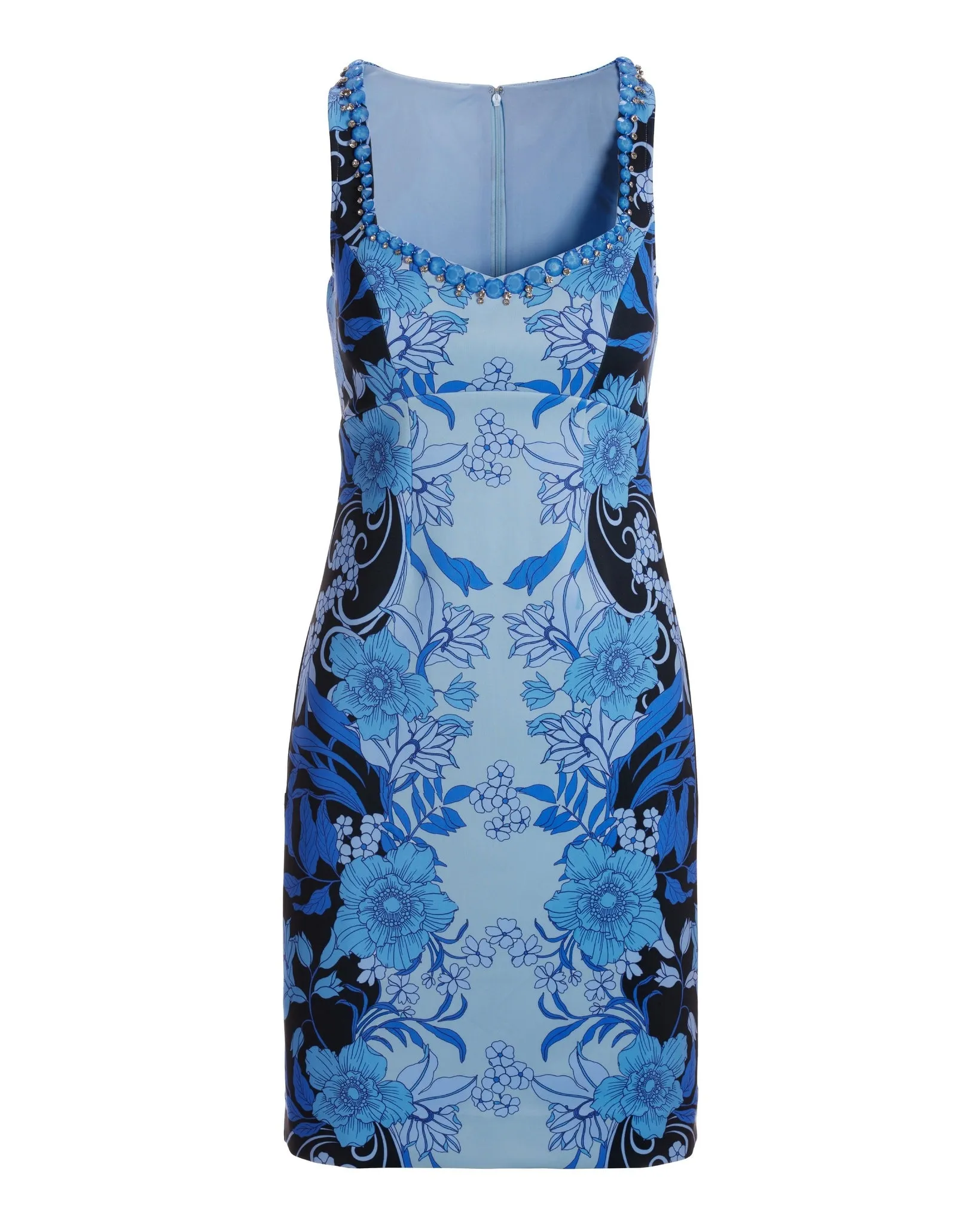 Sleeveless Embellished Floral Scuba Sheath Dress Blue Multi sold by Boston Proper product image thumbnail 2