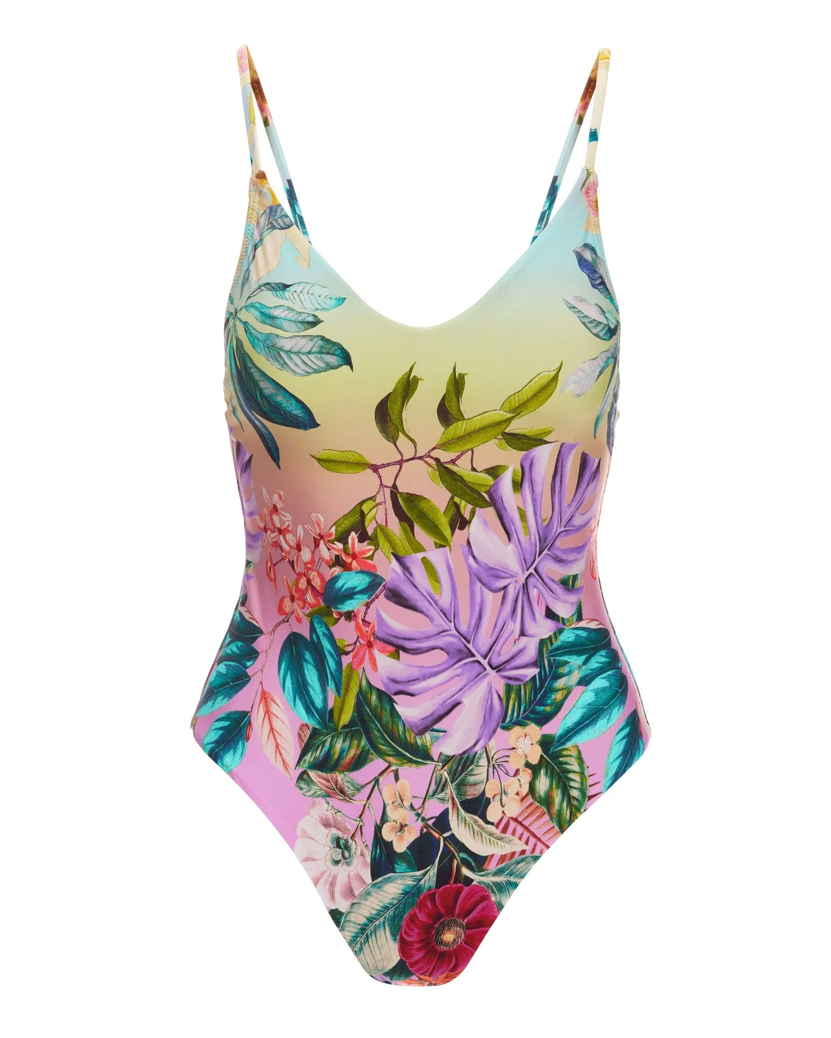 Floral Printed V-Neck One Piece Lilac Multi sold by Boston Proper product image thumbnail 2
