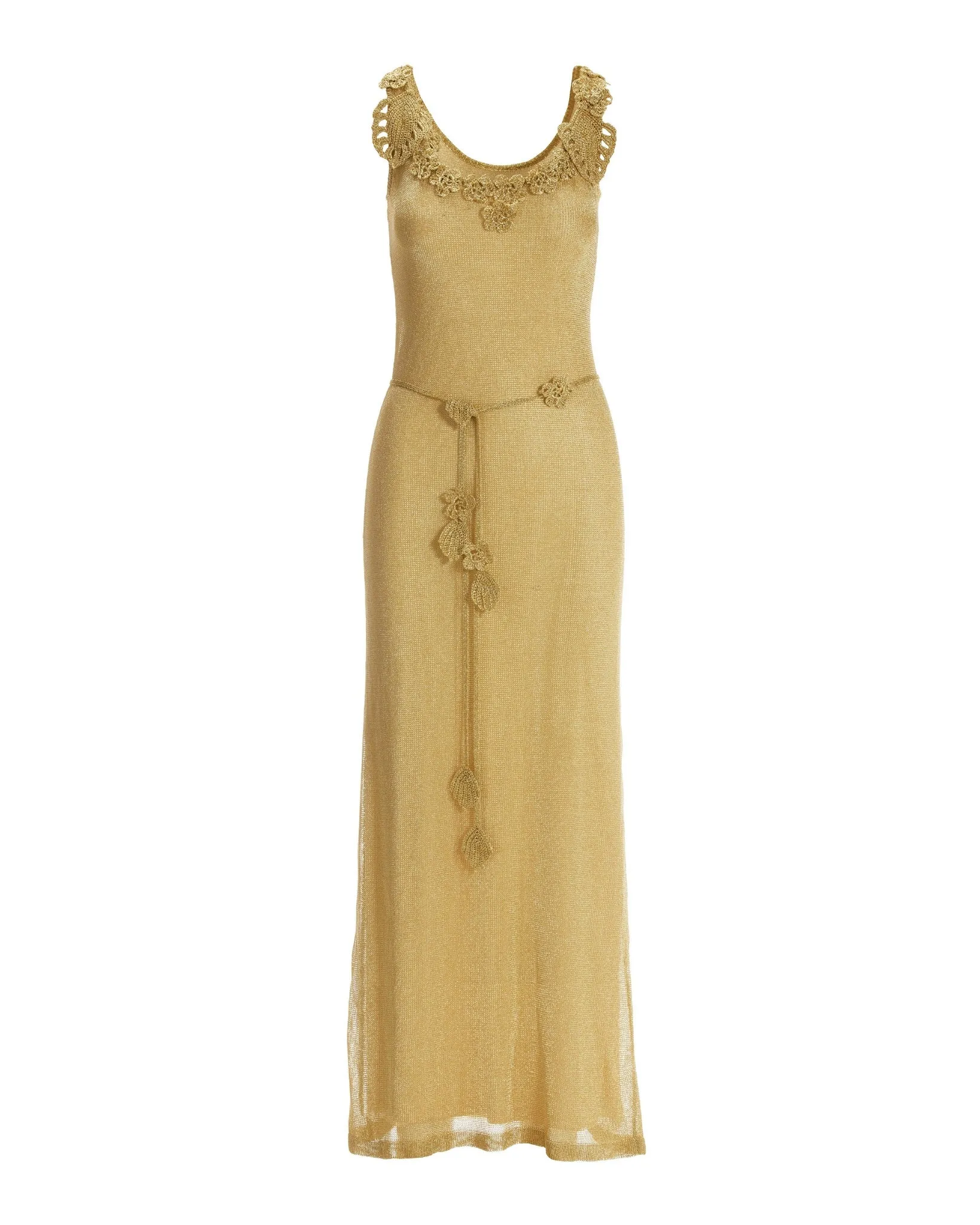 Floral Applique Metallic Crochet Maxi Dress Gold sold by Boston Proper product image thumbnail 2