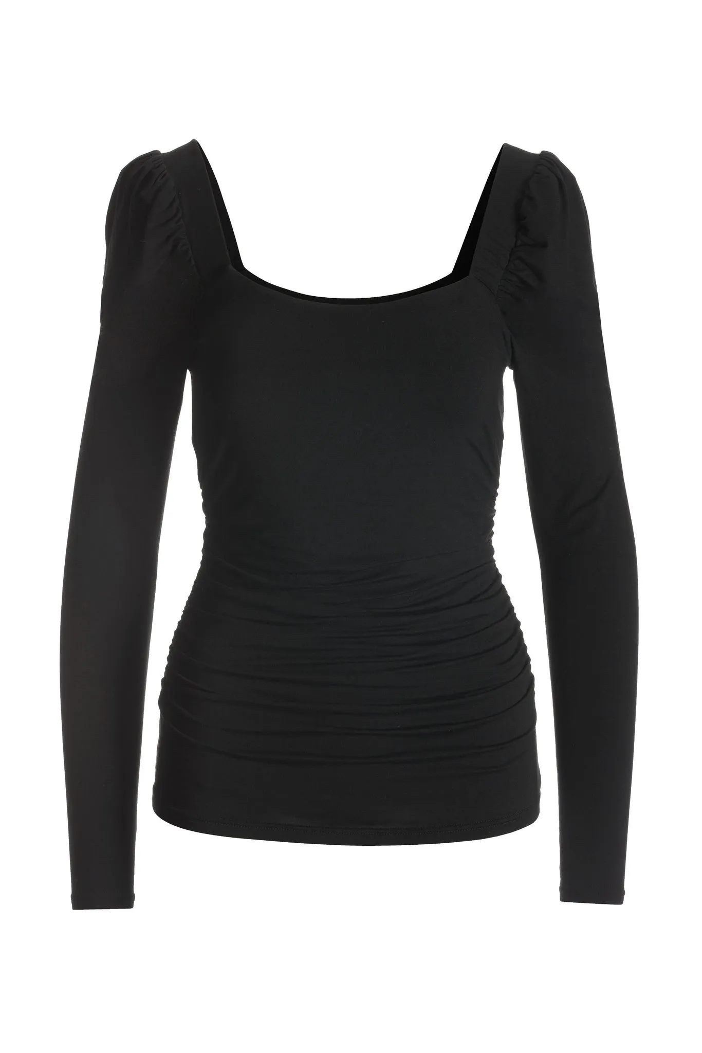Ruched Square Neck Puff Sleeve Black sold by Boston Proper product image thumbnail 2
