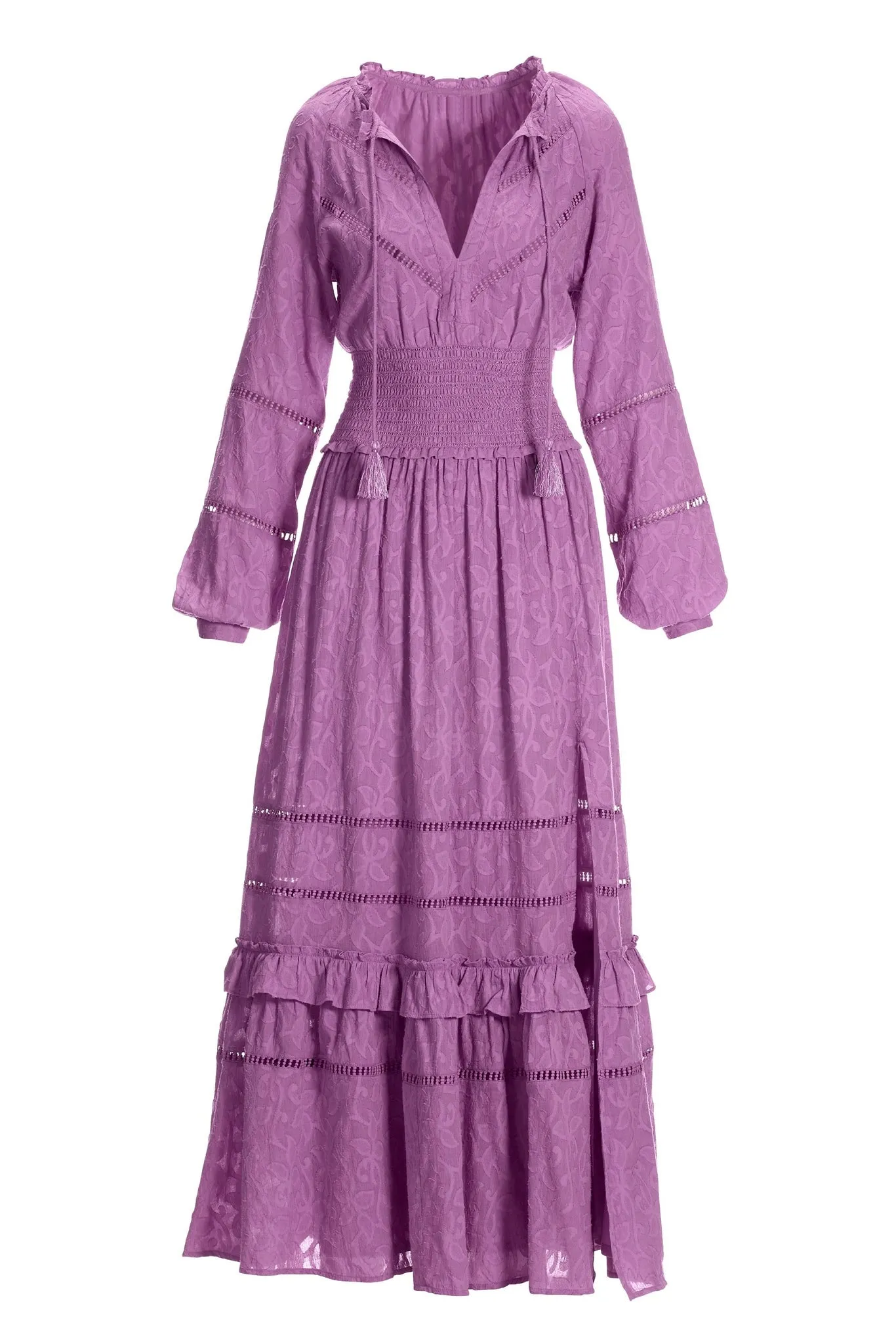 Long Sleeve Ruffle Hem Maxi Purple sold by Boston Proper product image thumbnail 2