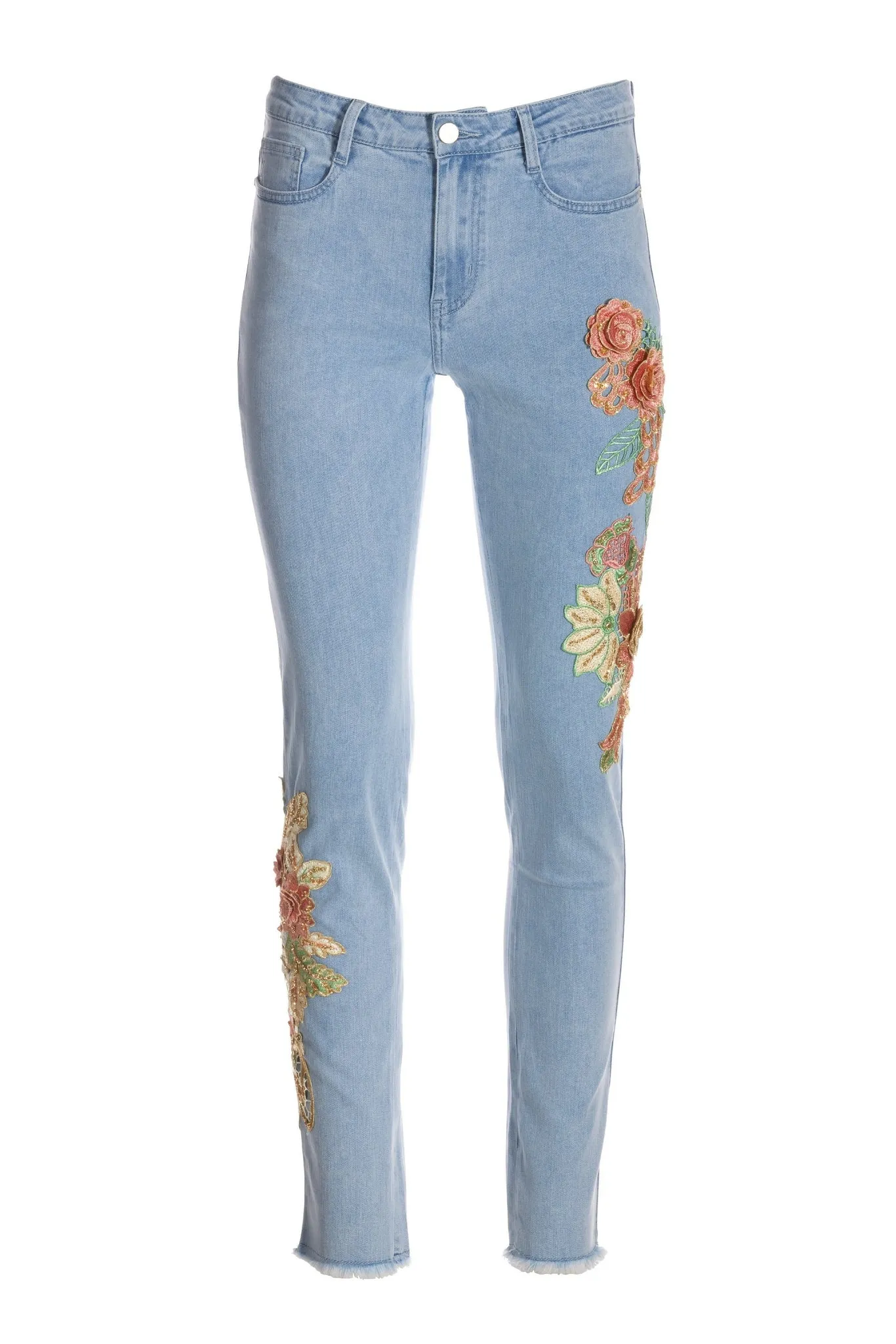 St. Tropez Embellished Slim Ankle Jean Light Wash sold by Boston Proper product image thumbnail 2