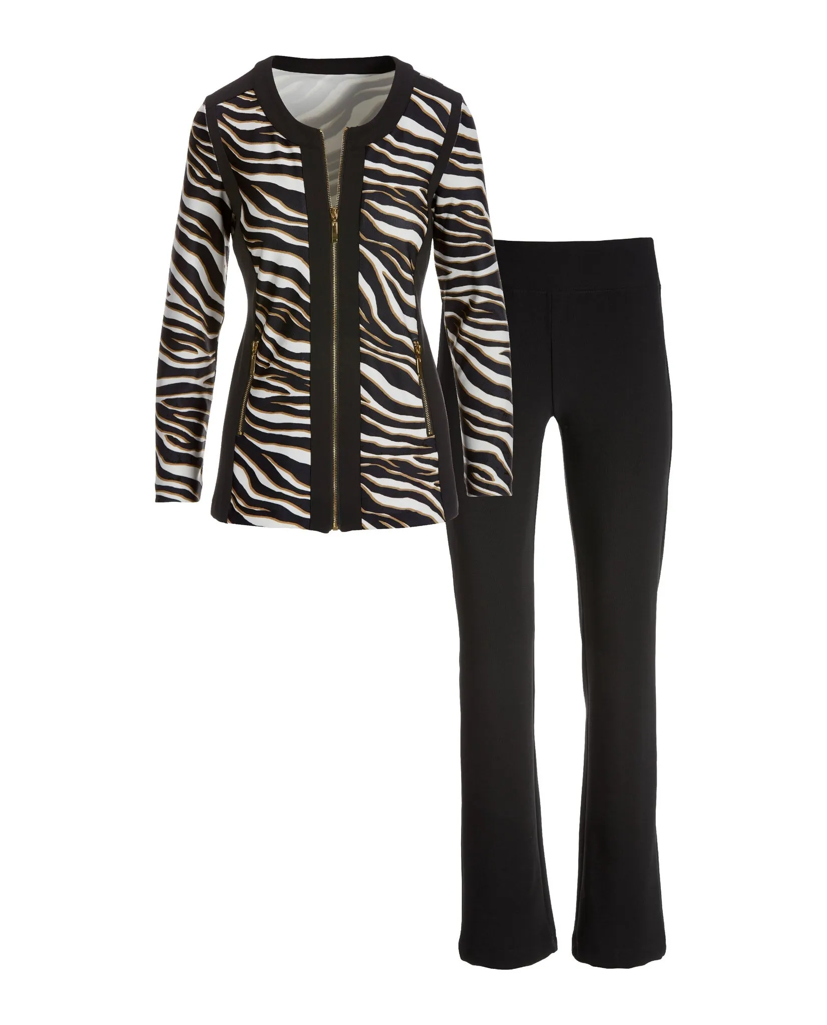 Beyond Travel Sophisticated Stripes 2 pc Set Jet Black/Camel sold by Boston Proper product image thumbnail 2