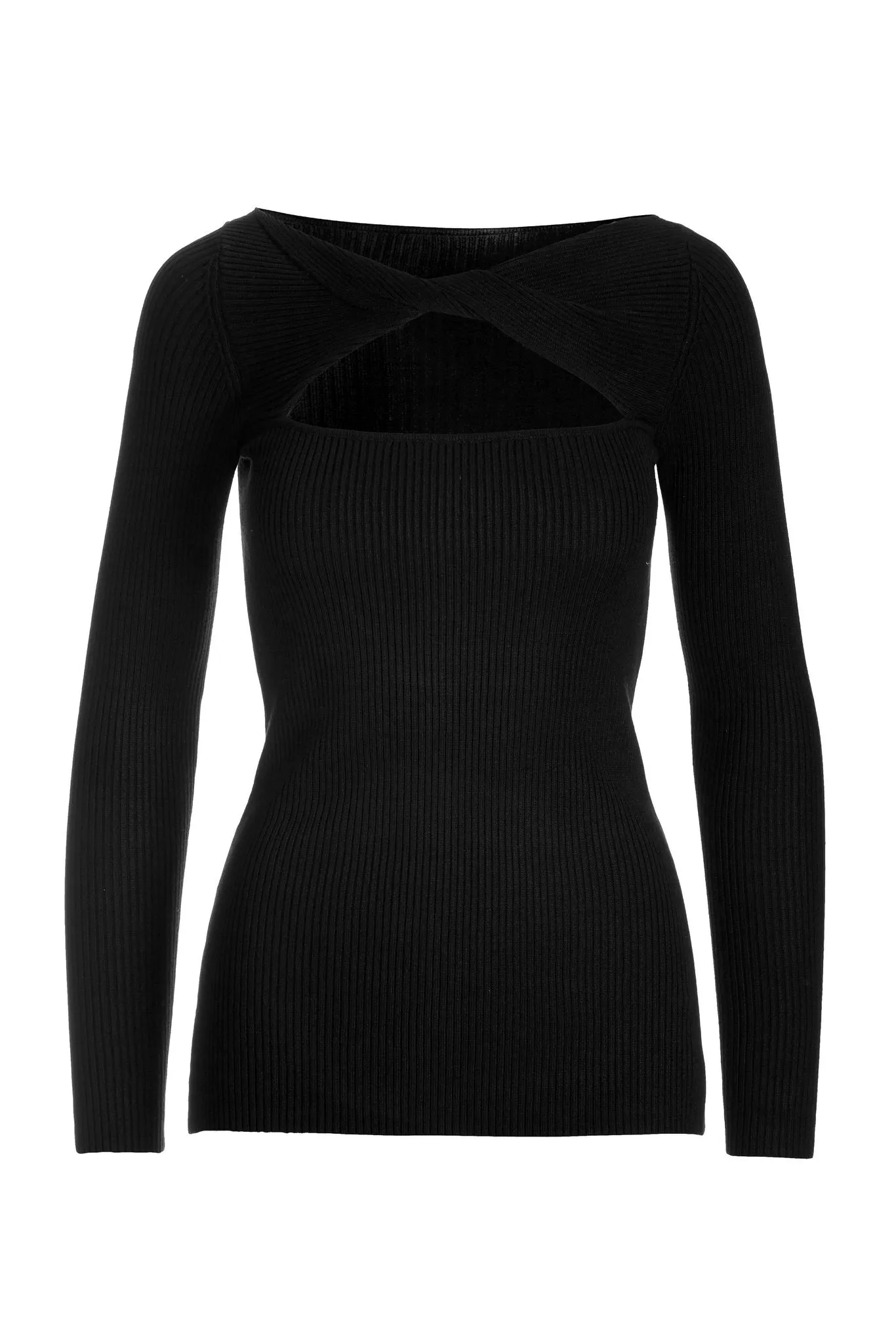 Rib Twist Front Sweater Black sold by Boston Proper product image thumbnail 2