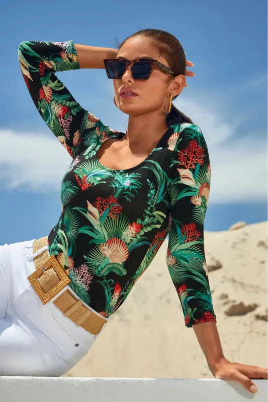 So Sexy Sealife Scoop Neck Black Multi made by Boston Proper