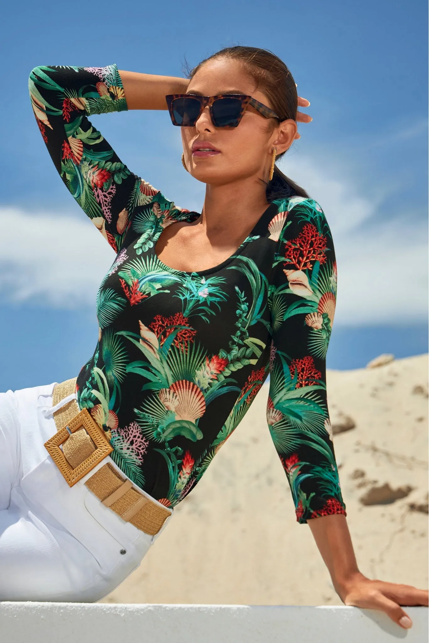 So Sexy Sealife Scoop Neck Black Multi sold by Boston Proper