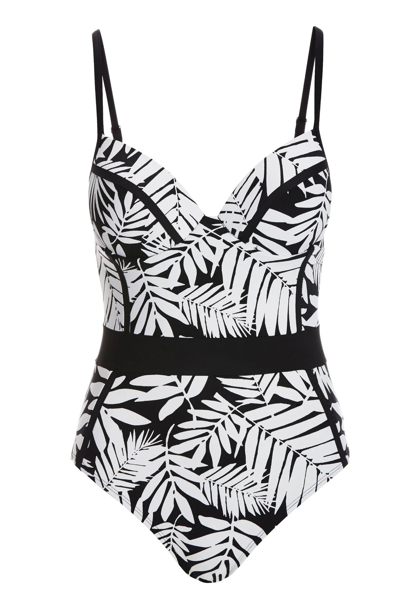 Over The Shoulder Palm Printed One Piece Black/White Multi sold by Boston Proper product image thumbnail 2