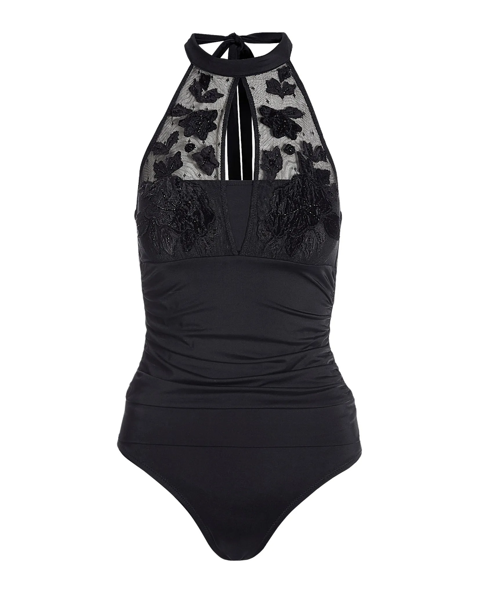 High Neck Embroidered Mesh Two Piece Tankini Black sold by Boston Proper product image thumbnail 2