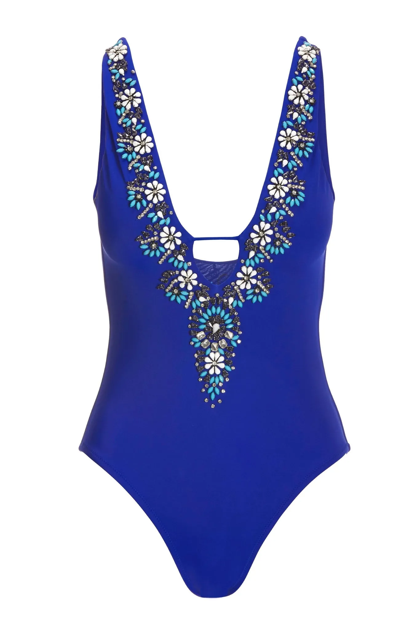 EMBELISHED PLUNGE ONE PIECE SWIMSUIT Deep Ocean sold by Boston Proper product image thumbnail 2