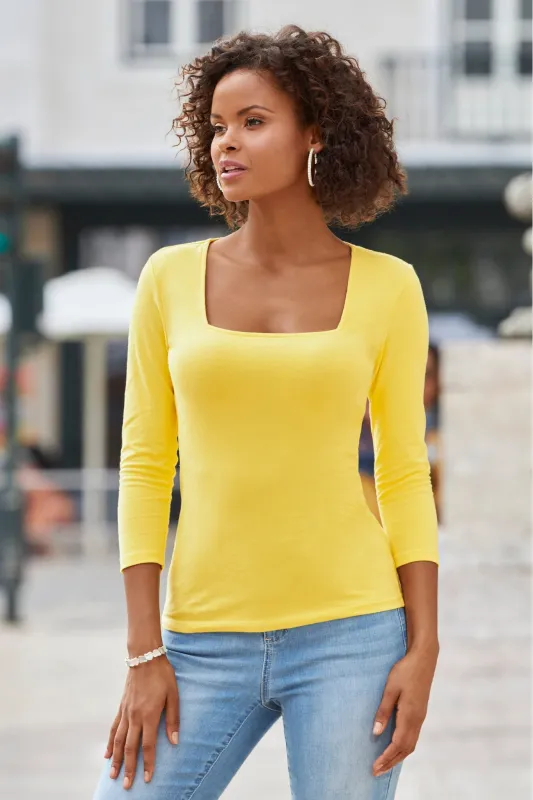 So Sexy Square Neck Top Banana made by Boston Proper