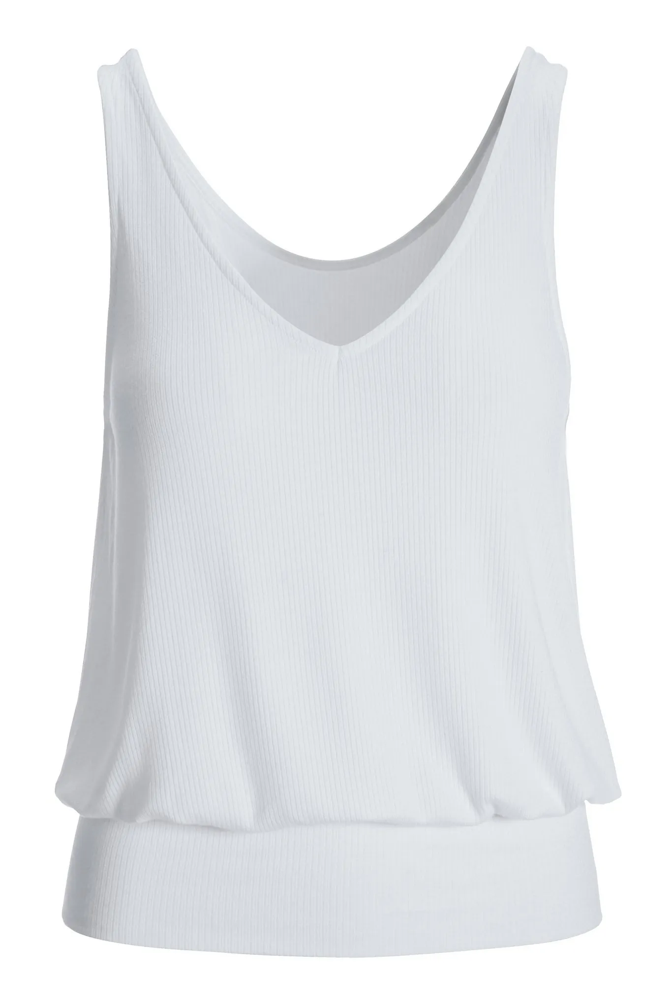 Ribbed Blouson Tank White sold by Boston Proper product image thumbnail 2