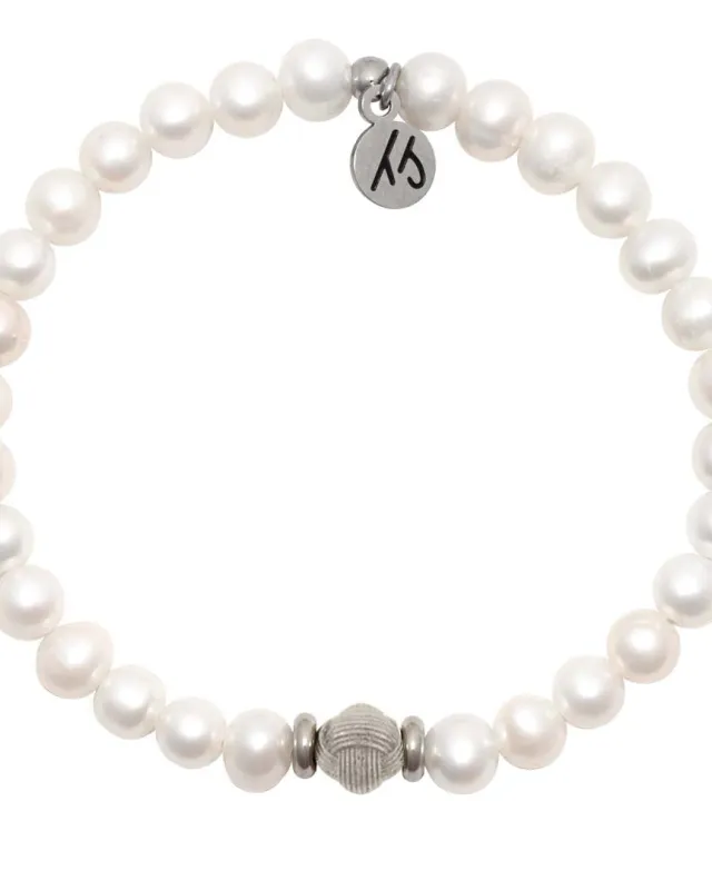 The Cape Bracelet- Pearl with Friendship Knot Silver Ball sold by Boston Proper