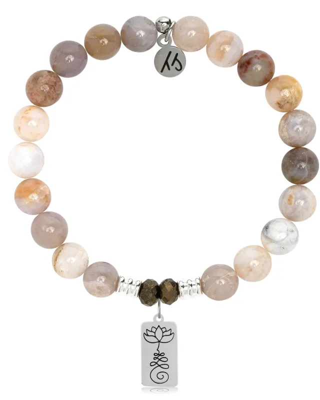 Australian Agate Gemstone Bracelet with New Beginnings Sterling Silver Charm made by Boston Proper