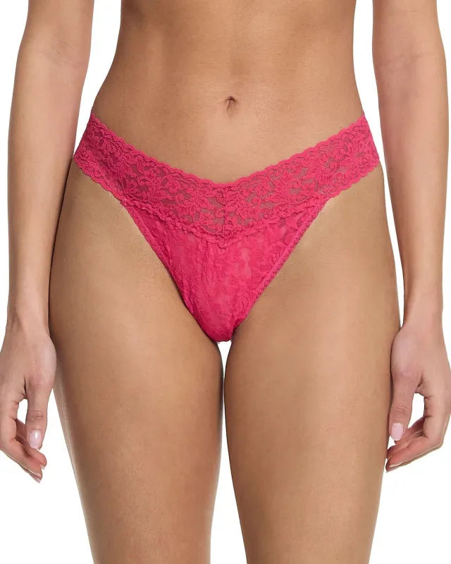 Signature Lace Original Rise Thong Sweet Tart Pink sold by Boston Proper