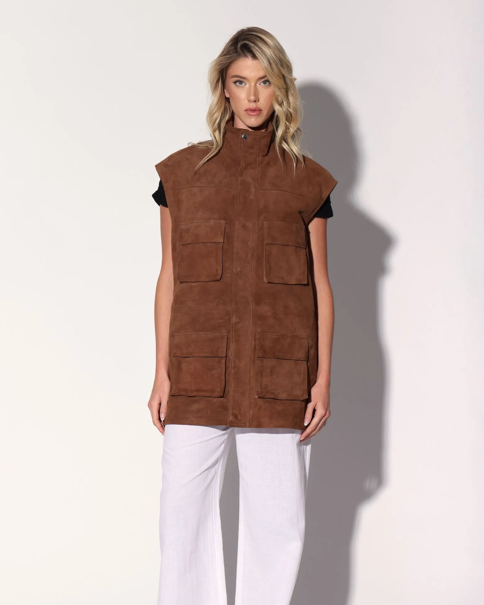 Renata Vest, Chestnut Suede - Leather sold by Boston Proper product image thumbnail 2