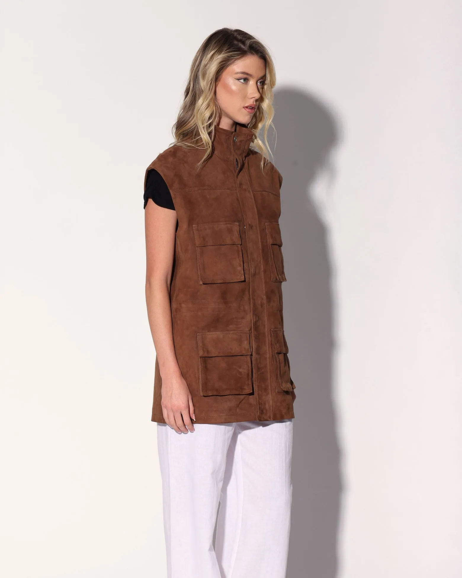Renata Vest, Chestnut Suede - Leather sold by Boston Proper product image thumbnail 3