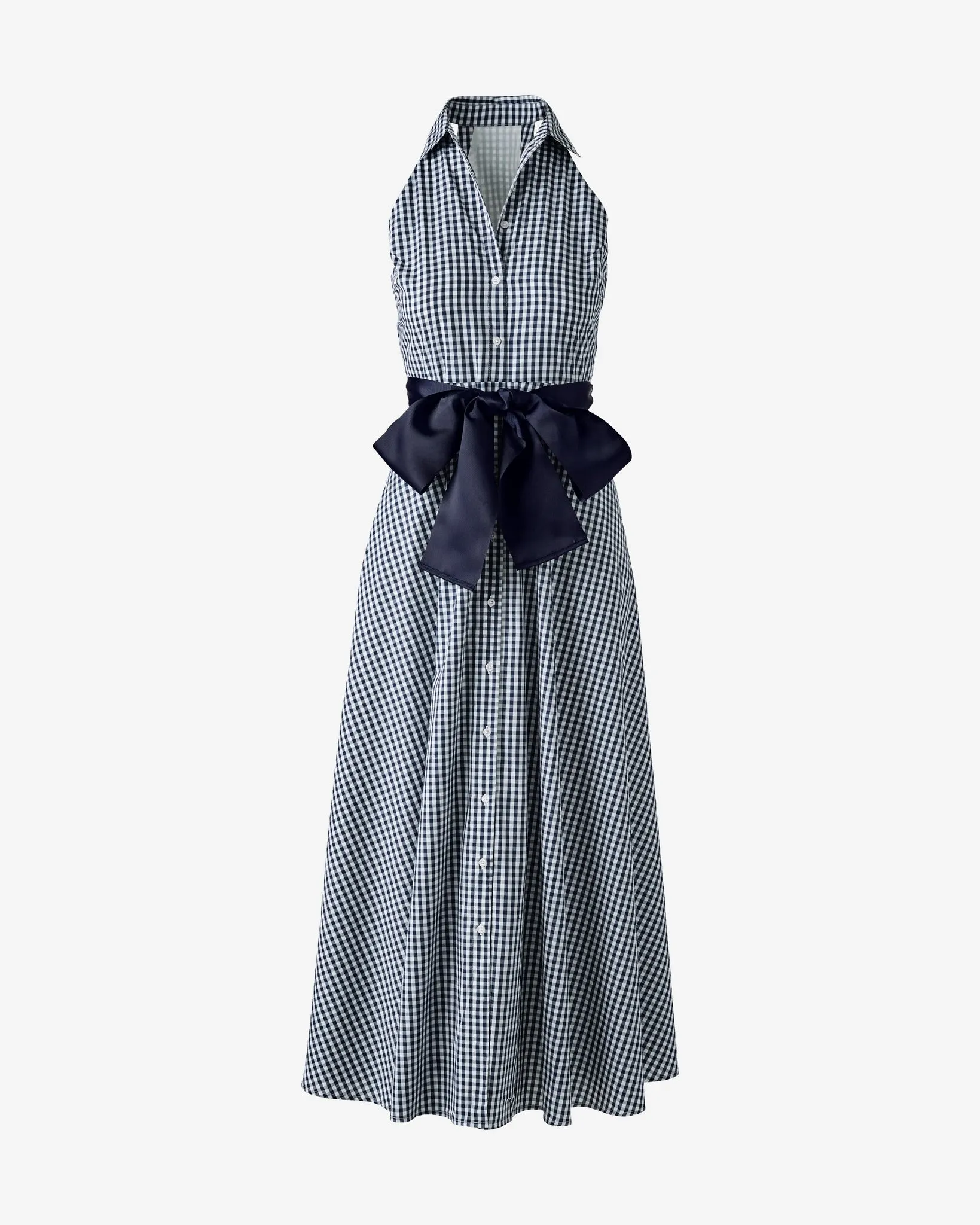 Gingham Maxi Shirt Dress Navy/White sold by Boston Proper product image thumbnail 2