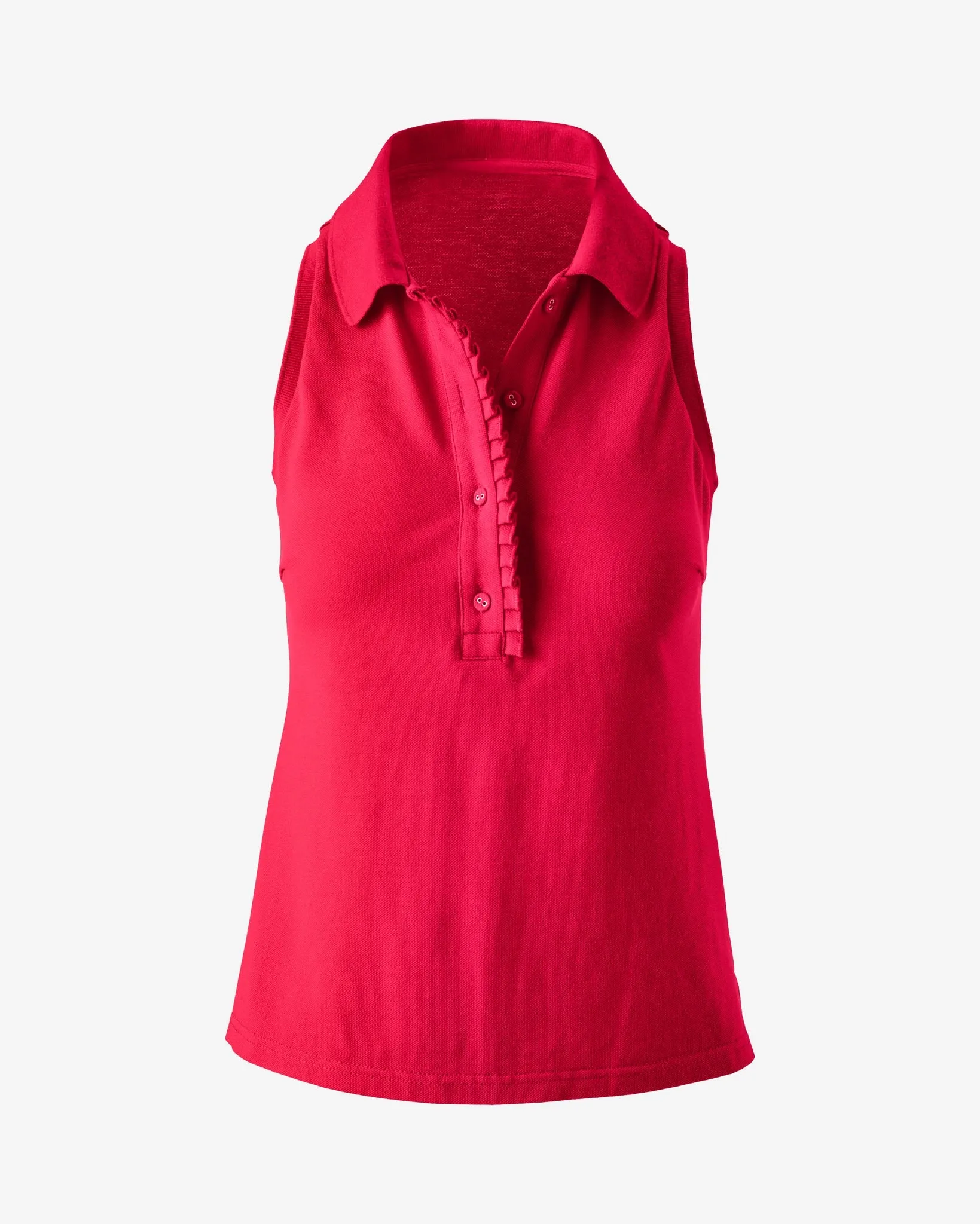 Sleeveless Pique Polo Shirt Tomato Red sold by Boston Proper product image thumbnail 2