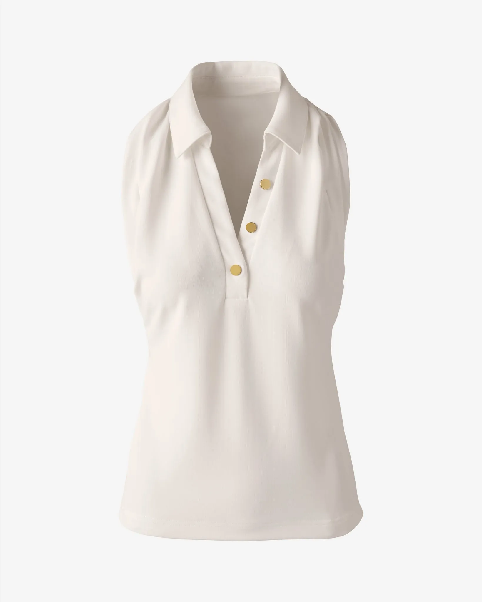 Beyond Travel Ruched Shoulder Henley Top Ivory Coast sold by Boston Proper product image thumbnail 2