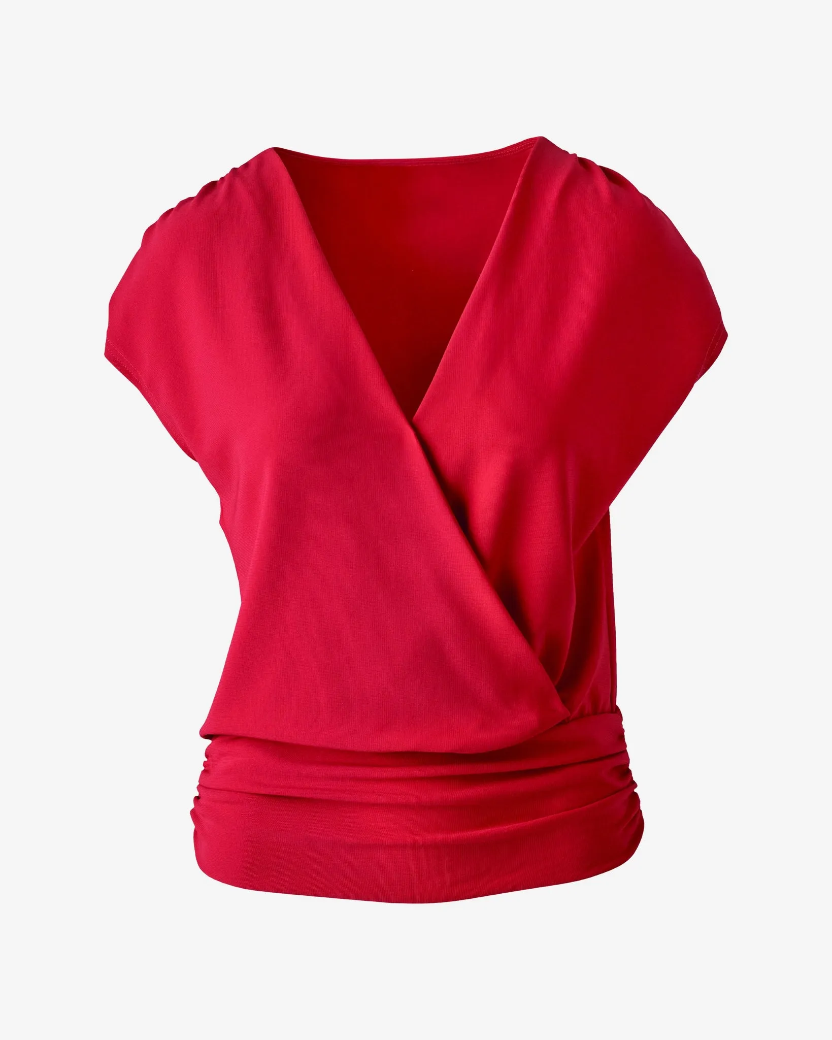 Beyond Travel Ruched Surplice Blouson Top Tango Red sold by Boston Proper product image thumbnail 2