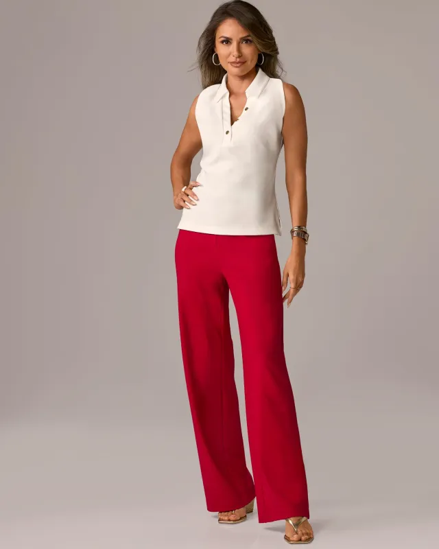 Beyond Travel High Rise Palazzo Pant Tango Red sold by Boston Proper