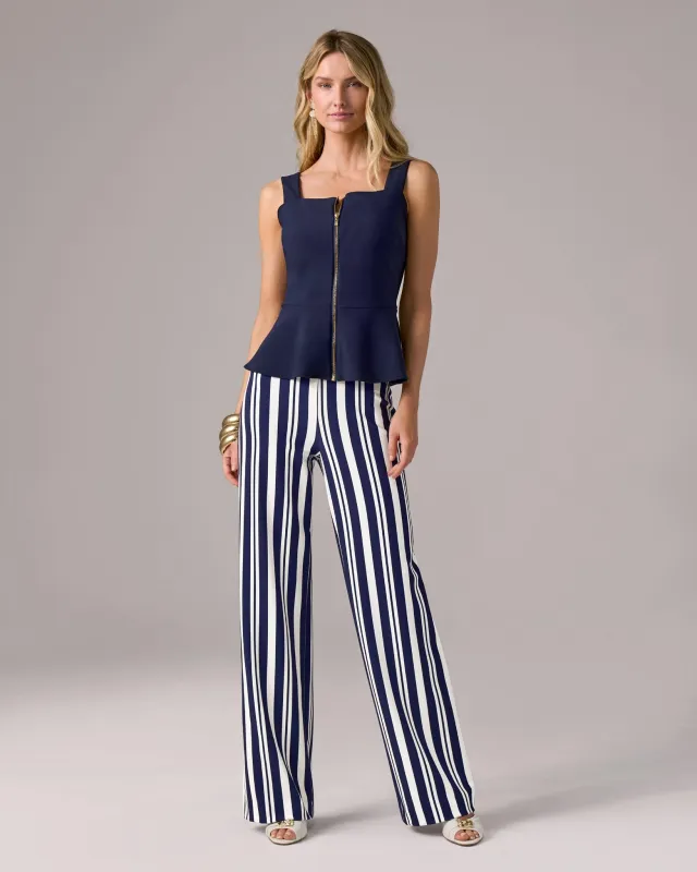 Beyond Travel Print Palazzo Pant Sophisticated Stripe made by Boston Proper