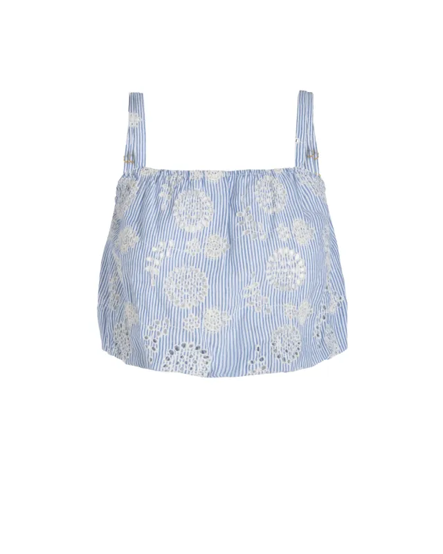 Dani Top In Pinstripe Eyelet made by Change of Scenery