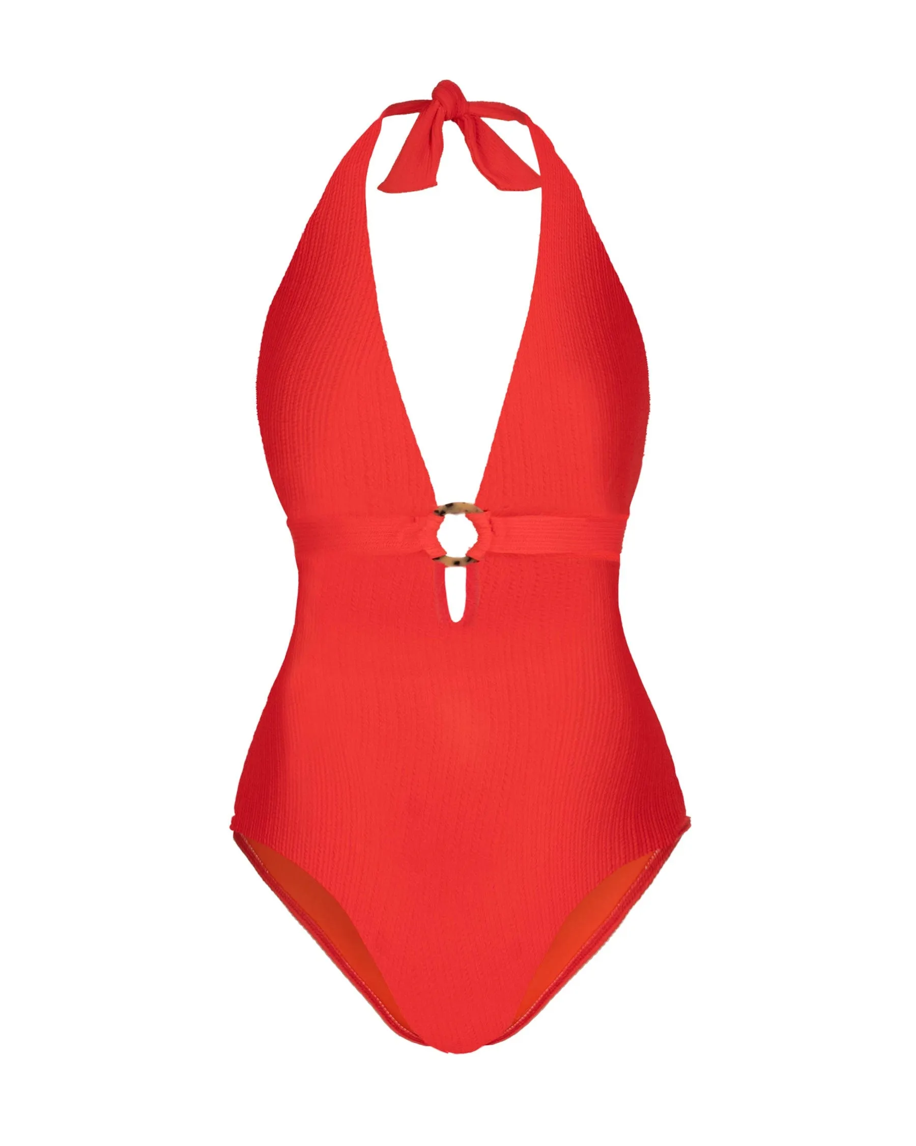 Gabrielle Halter One Piece In Guava Red Texture sold by Boston Proper