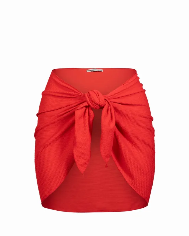 Liv Sarong In Guava Red Texture sold by Boston Proper