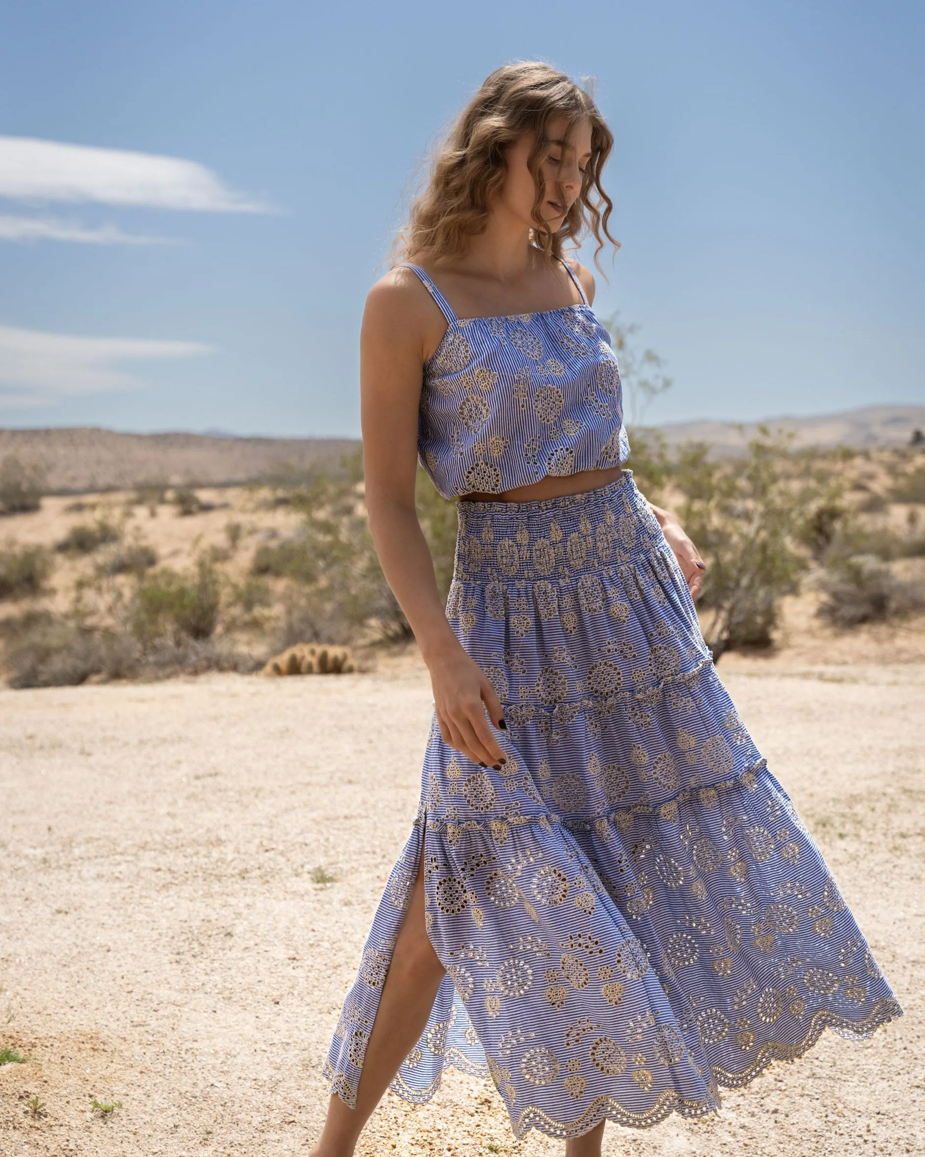 Charlie Skirt In Pinstripe Eyelet sold by Boston Proper product image thumbnail 2