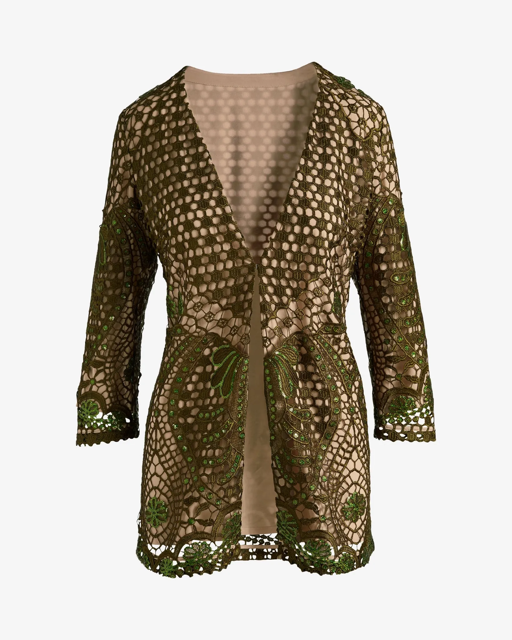 Eyelet 3/4 Sleeve Jacket Olive sold by Boston Proper product image thumbnail 2