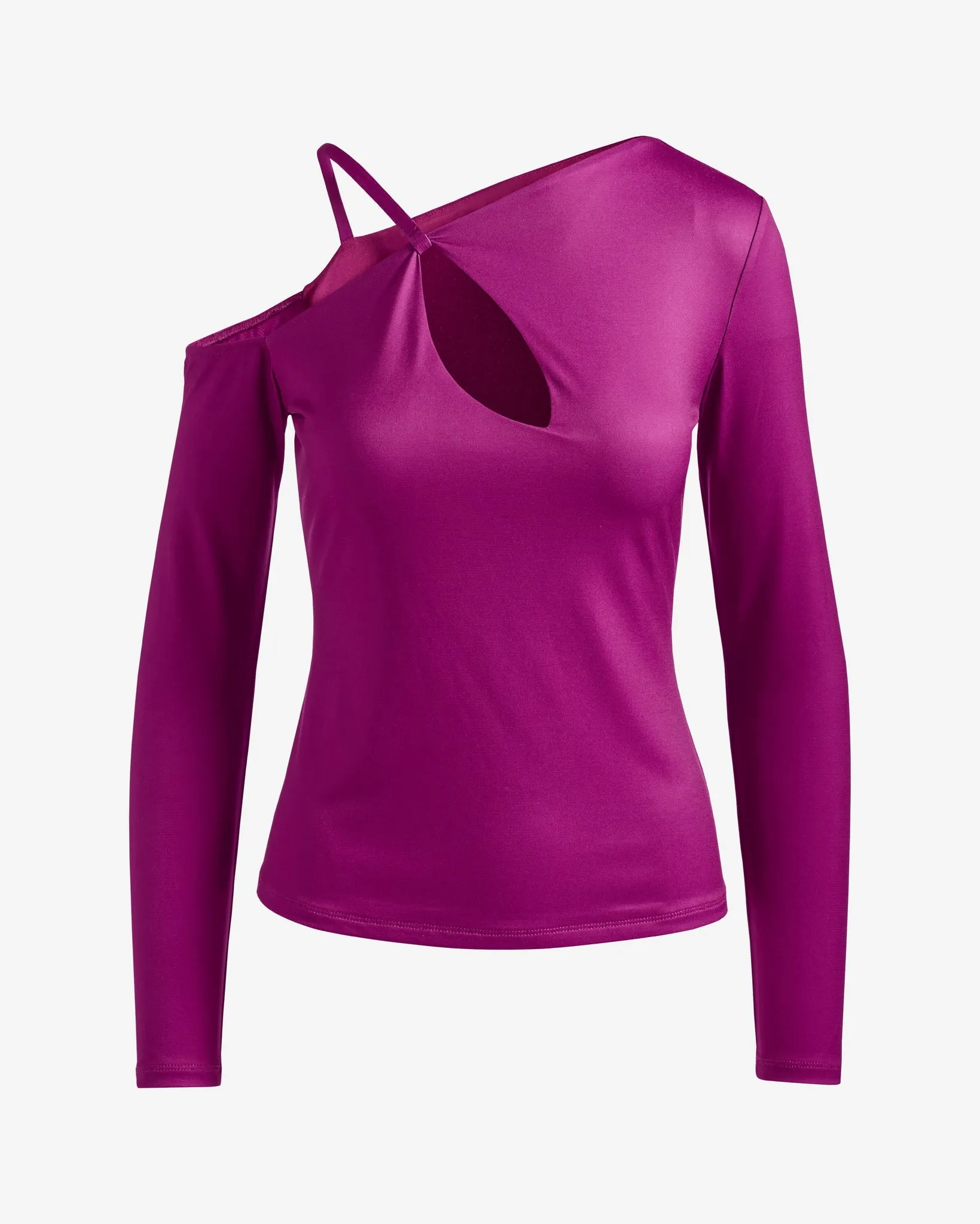 So Chic Cut Out One Shoulder Long Sleeve Knit Top Purple Cactus Flower sold by Boston Proper product image thumbnail 2