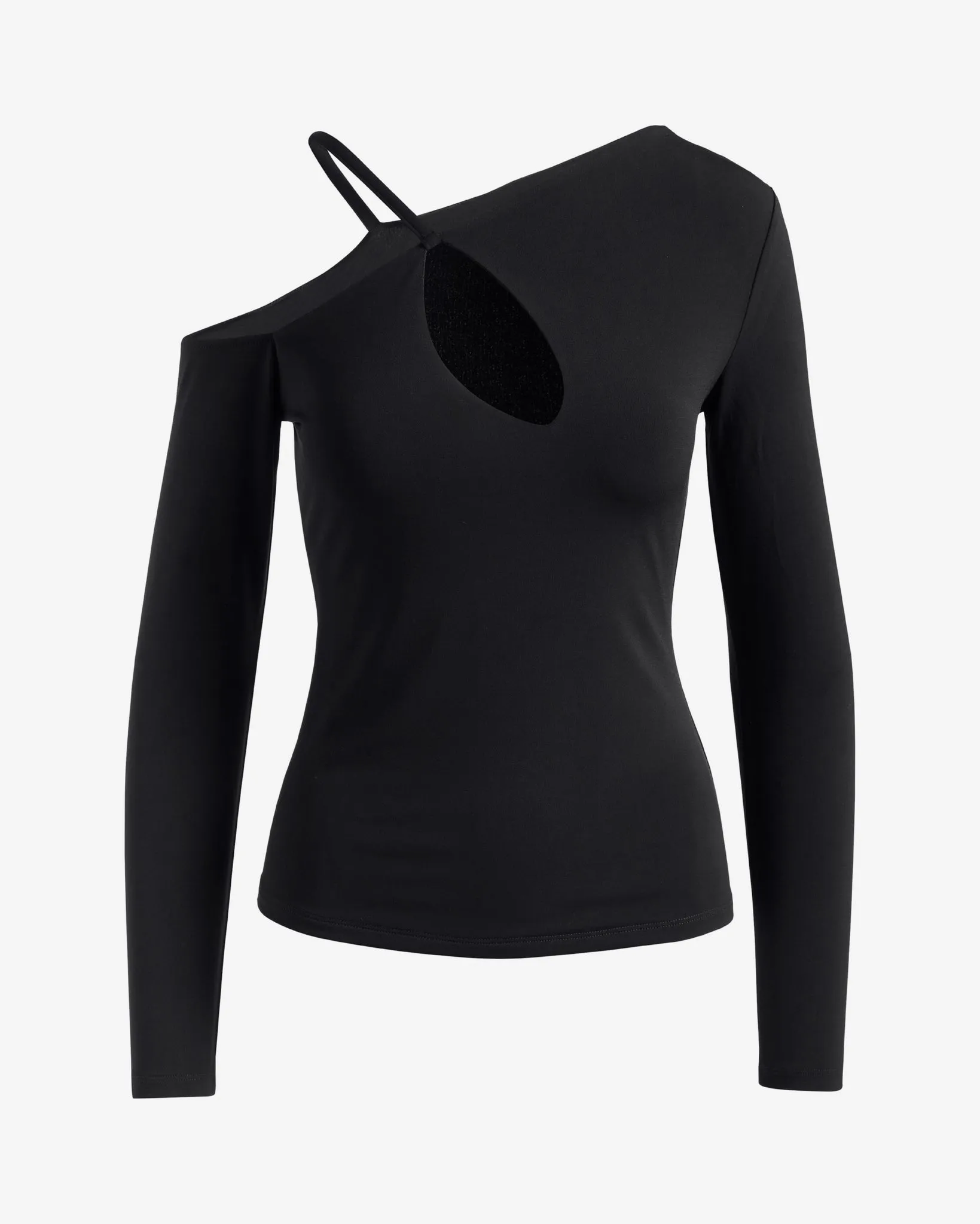 So Chic Cut Out One Shoulder Long Sleeve Knit Top Proper Black sold by Boston Proper product image thumbnail 2