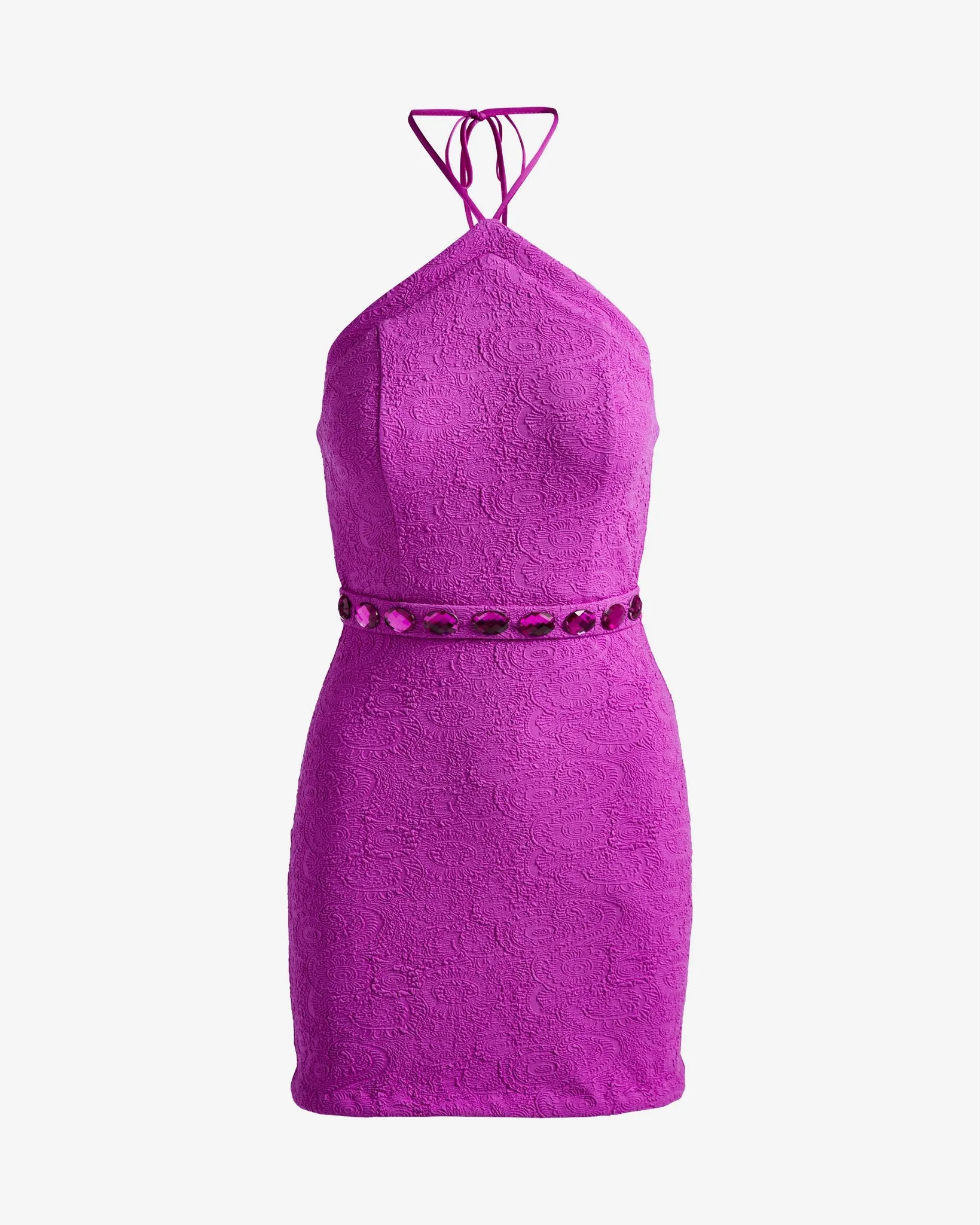 Gem Belted Textured Halter Dress Purple Cactus Flower sold by Boston Proper product image thumbnail 2