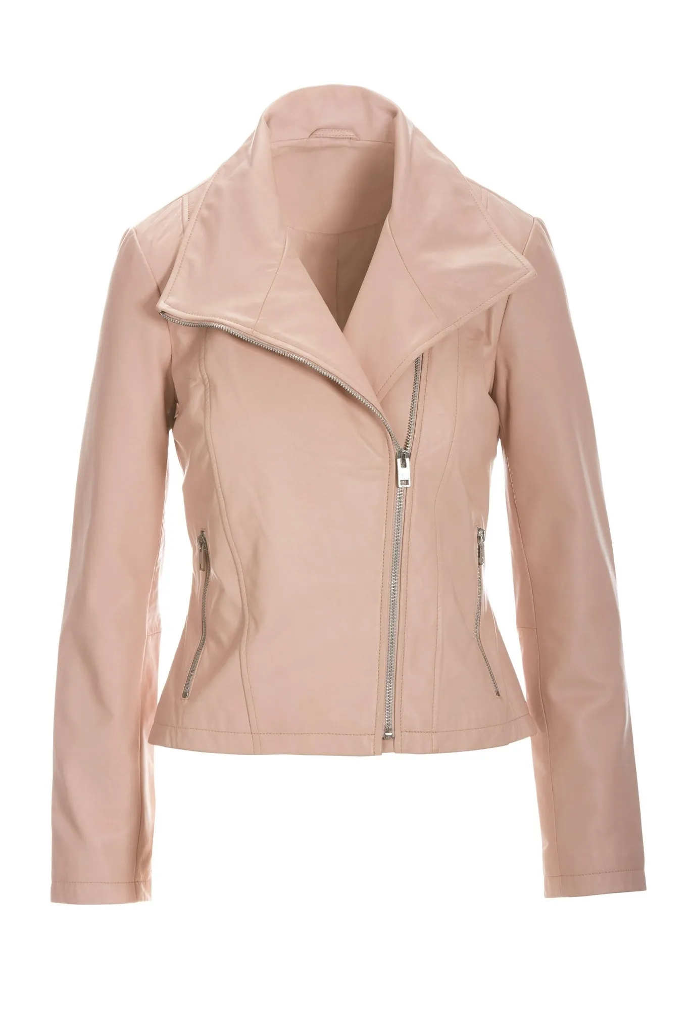 Leather Collared Moto Jacket Blush sold by Boston Proper product image thumbnail 2