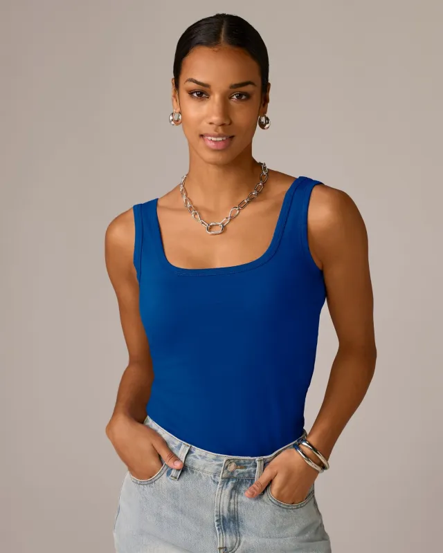 So Sexy Square Neck Knit Top Lapis Blue made by Boston Proper