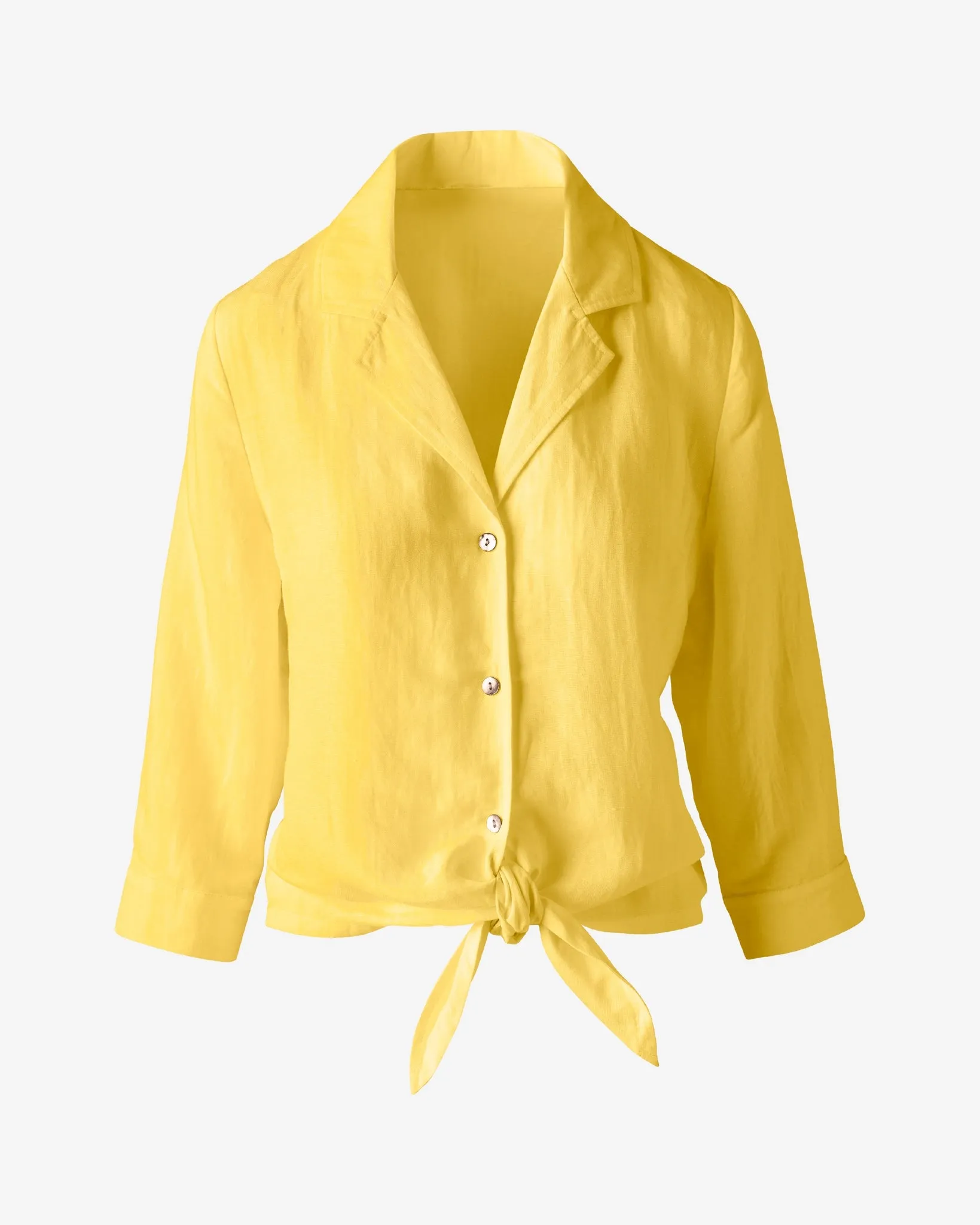 Linen Notched Collar Tie Front Shirt Lemon Drop sold by Boston Proper product image thumbnail 2