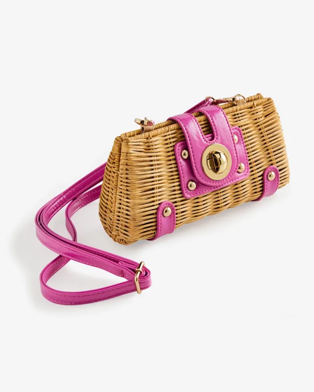 Wicker Clutch Natural/Pink made by Boston Proper