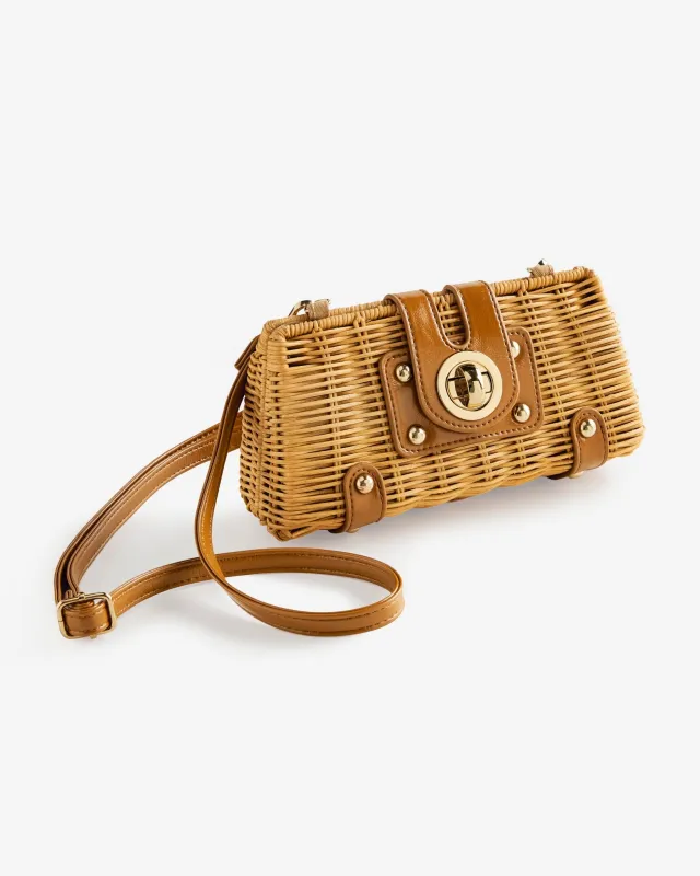 Wicker Clutch Natural/Brown made by Boston Proper