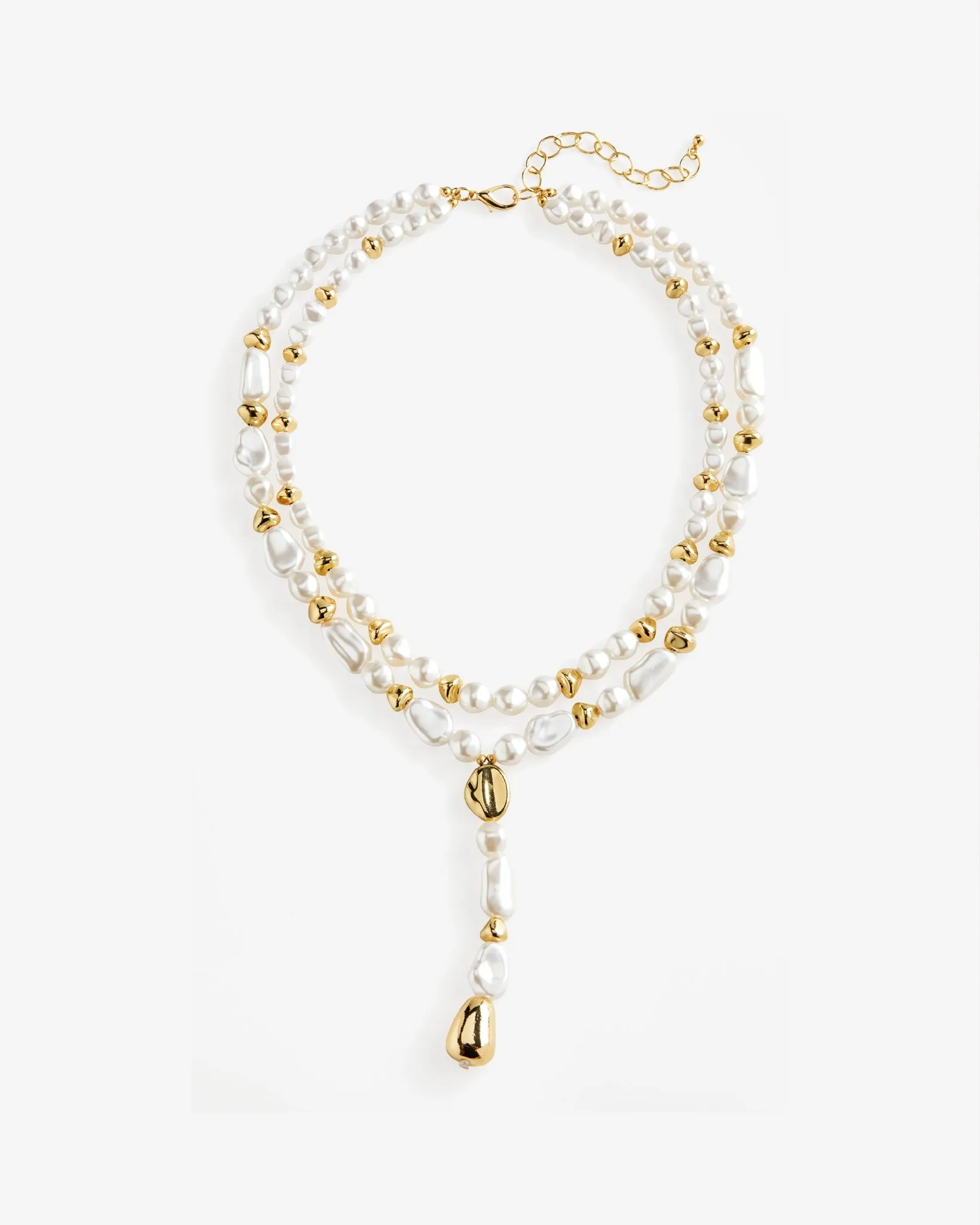 Double Strand Pearl Gold Bead Necklace Gold/White sold by Boston Proper