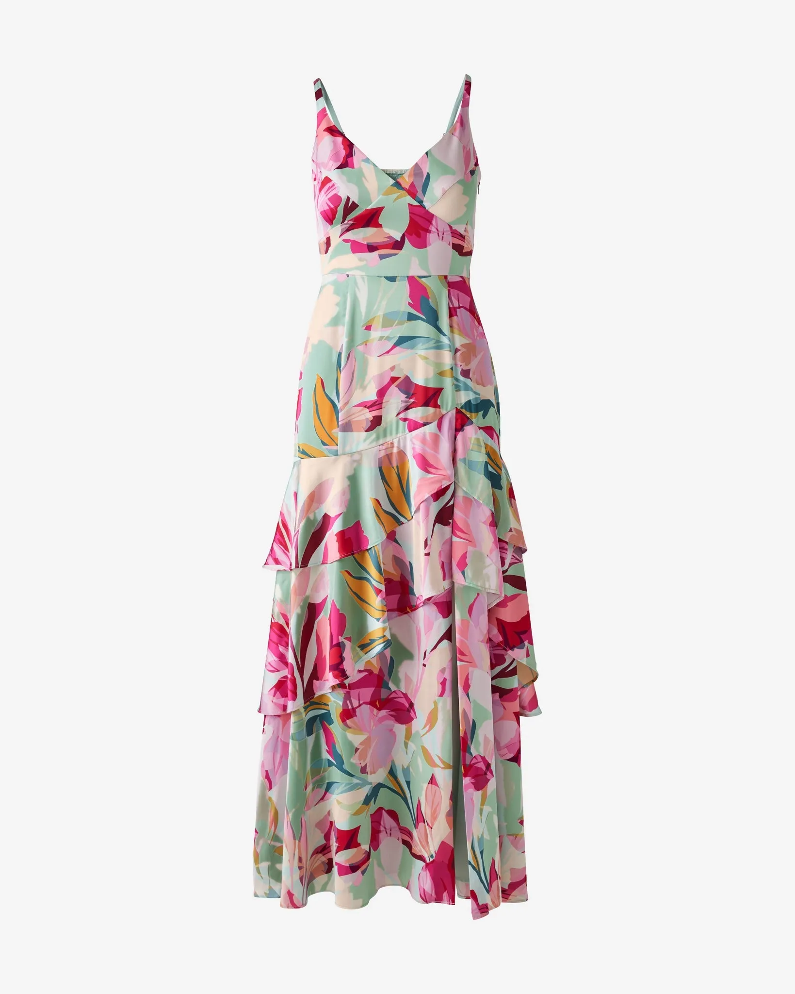 Ruffle Slit Printed Maxi Dress Multi sold by Boston Proper product image thumbnail 2