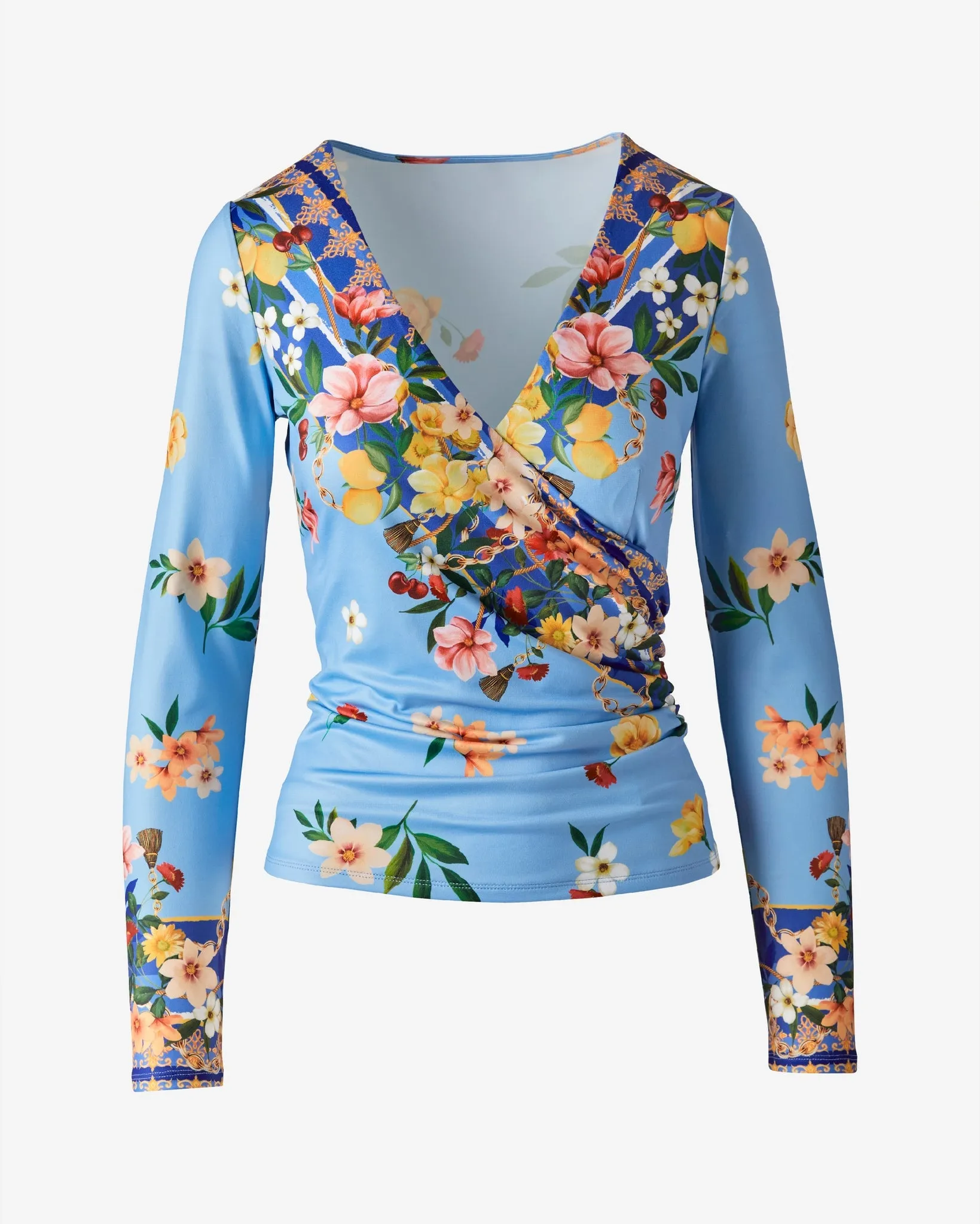 So Chic Surplice Long Sleeve Knit Top with Gathering Detail Dolce Scarf sold by Boston Proper product image thumbnail 2